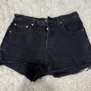 Levi's 501 Black Jean Shorts High-Waisted Distressed